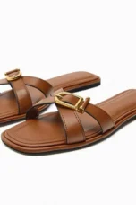 Vitalie | Crossed Strap Cutout Flat Slides