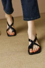 Fidelia | Italian Leather Crossed Sandals