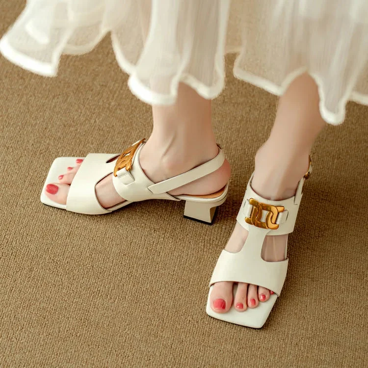 Hortensia | Chain Detail Block Heel Sandals