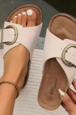 Elsie | Suede Band Buckle Slides