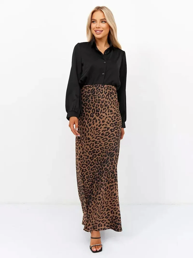 Alexandrine | Leopard Print Satin Skirt