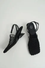 Alida | Braided Linen Square Toe Heels