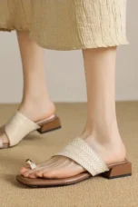Amanda | Braided Raffia Toe Loop Sandals