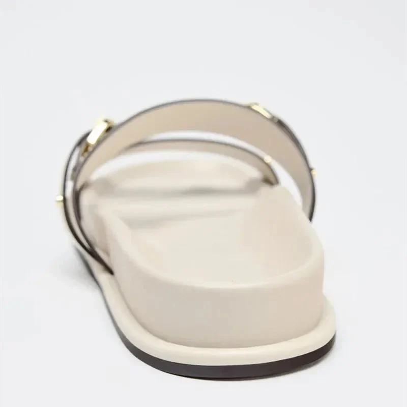 Fleurange | Dual Strap Flat Sandals