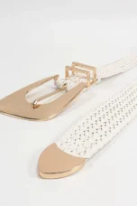 Woven Stretch Belt, Hooked Gold Buckle