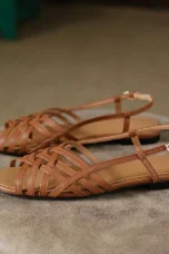 Nancy | Woven Ankle Strap Flat Sandals