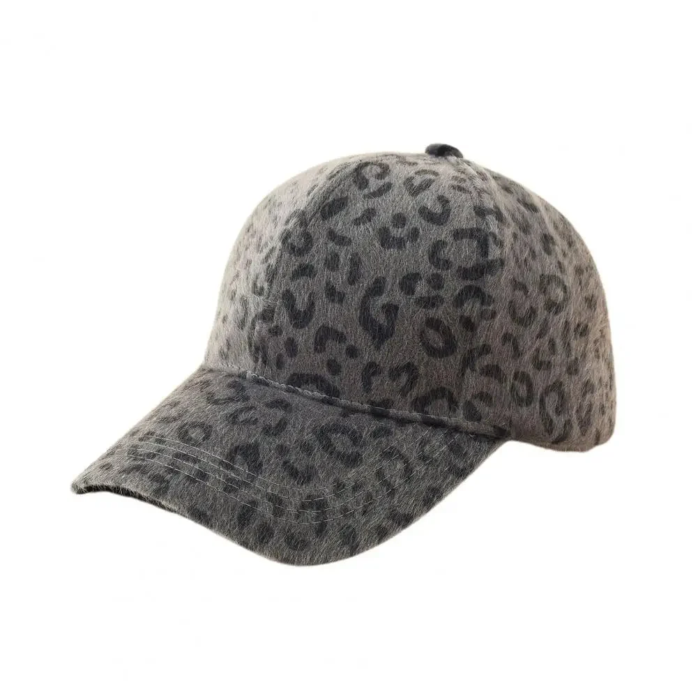 Plush Leopard Cap, Extended Brim
