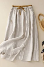 Eudoxie | Embroidered Organic Linen Skirt