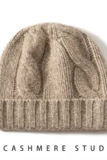 100% Cashmere Cable Knit Beanie