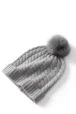 Fine Knit Cashmere Pom Beanie