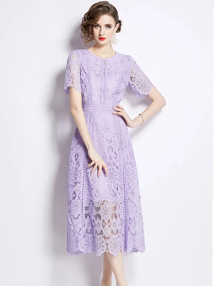Méline | Cutwork Lace Midi Dress
