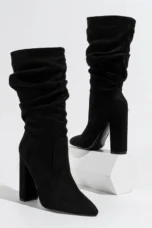 Therese | Pleated Suede Heel Boots