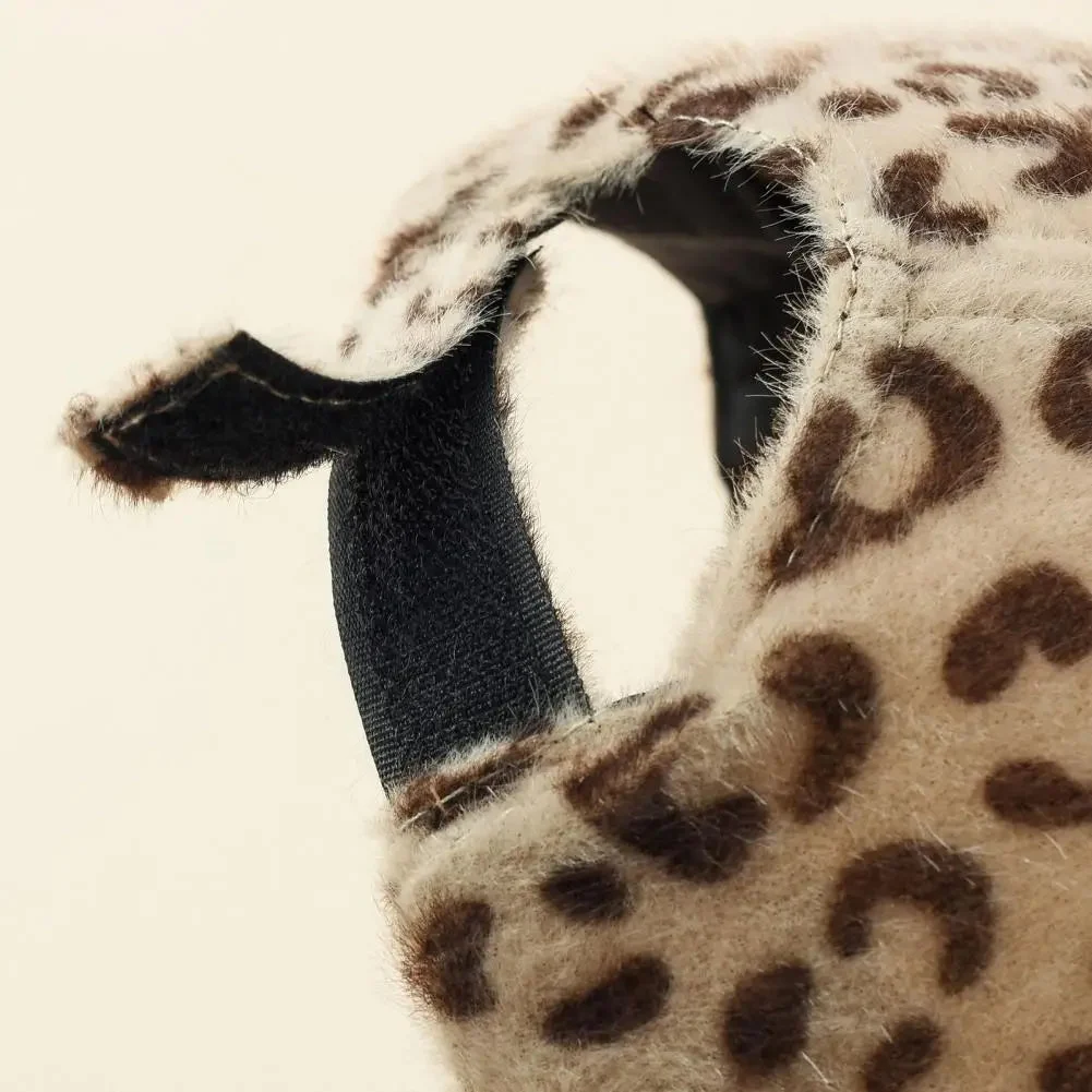 Plush Leopard Cap, Extended Brim