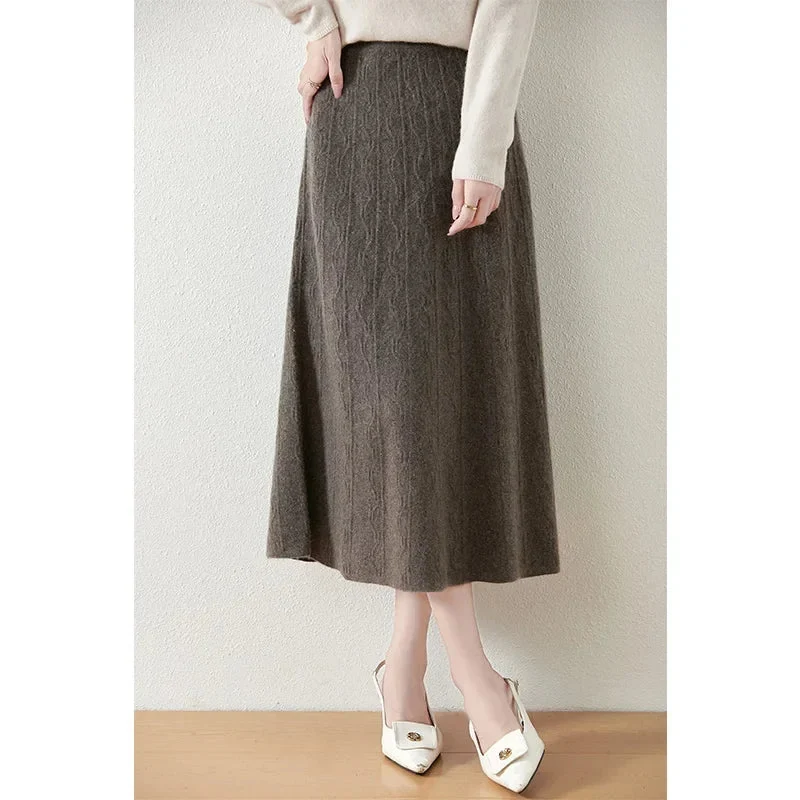 Olympia | Merino Wool Knit A-Line Skirt