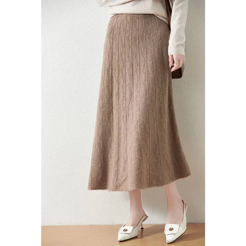 Olympia | Merino Wool Knit A-Line Skirt