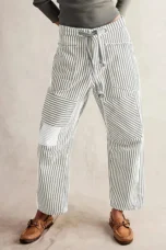 Oralie | Striped Cotton Linen Trousers