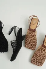 Alida | Braided Linen Square Toe Heels