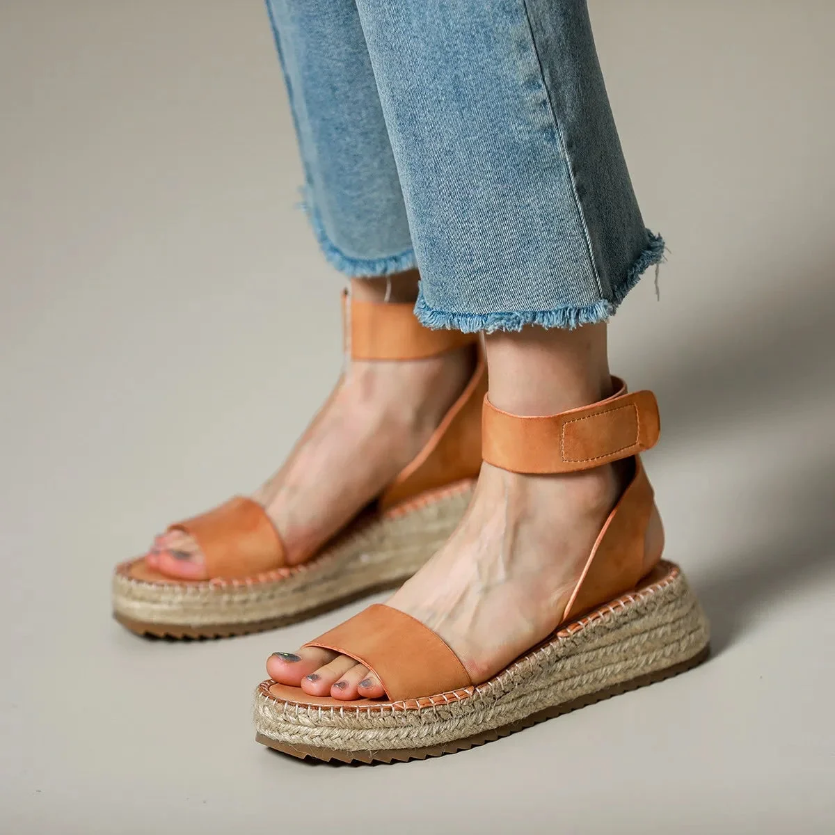 Zulma | Leather Strap Platform Espadrilles