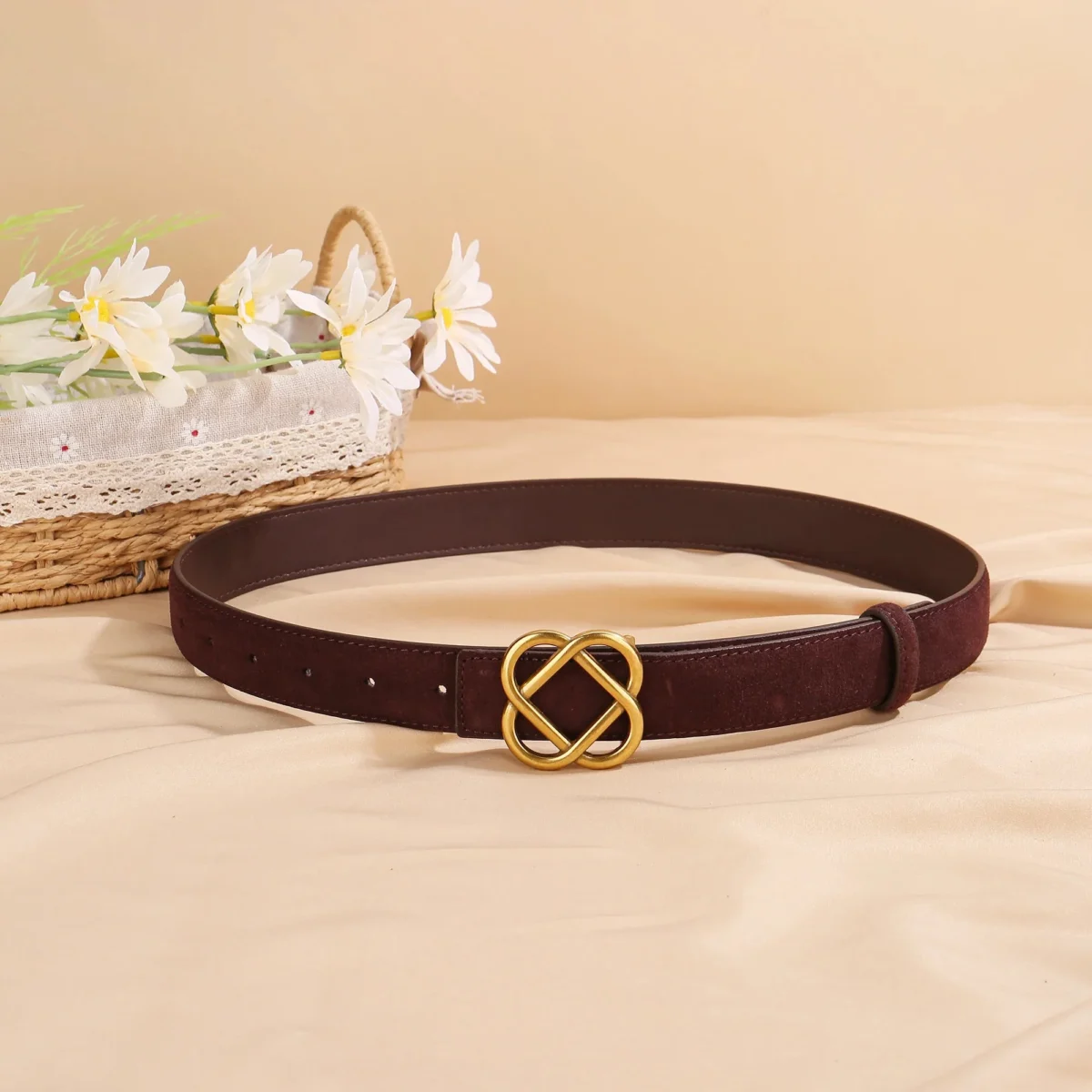 Suede Knot Buckle Belt, 2.8 cm Wide