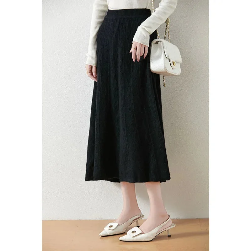 Olympia | Merino Wool Knit A-Line Skirt
