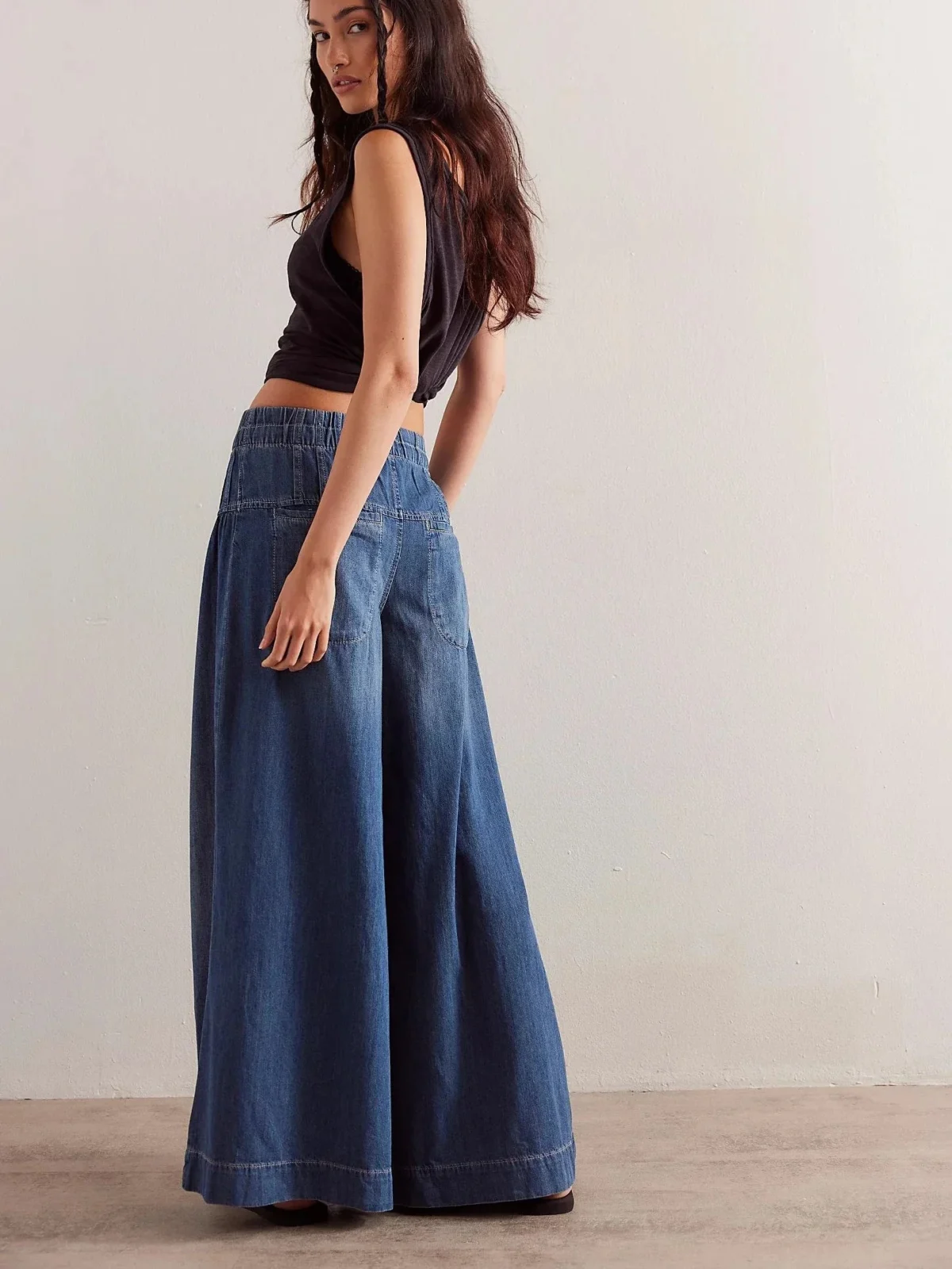 Lucia | Cotton Chambray Wide Leg Pants