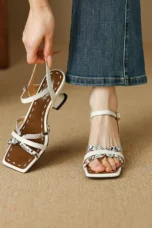 Bonnie | Square Toe Leather Heels