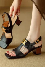 Hortensia | Chain Detail Block Heel Sandals