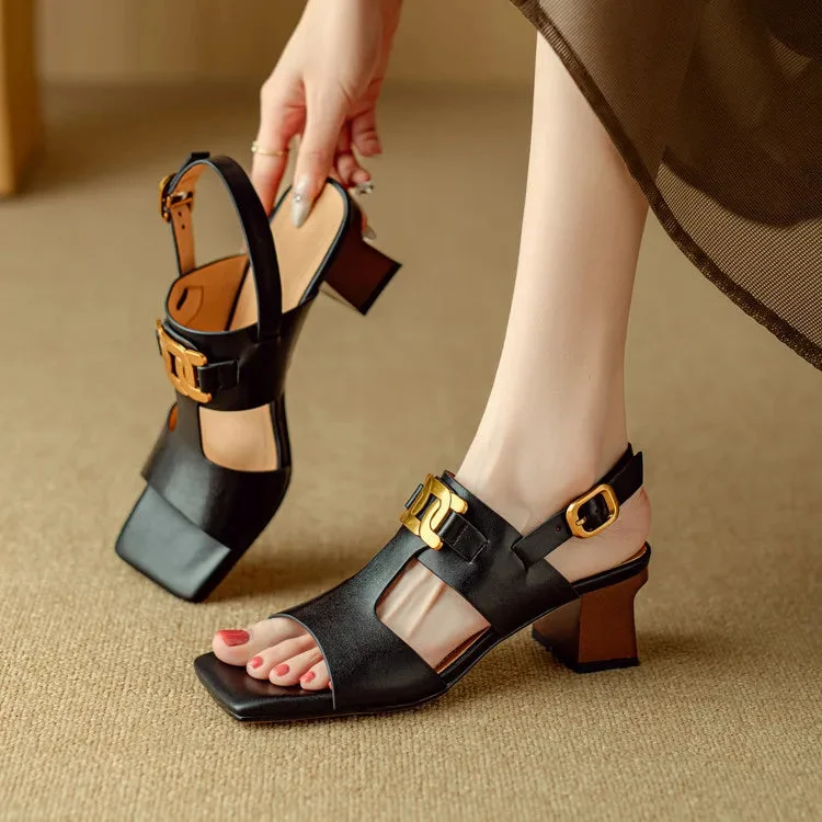 Hortensia | Chain Detail Block Heel Sandals