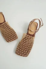 Alida | Braided Linen Square Toe Heels