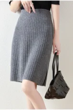 Rejeanne | Ribbed Merino Wool Midi Skirt