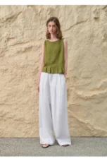 Valentina | Deep Pleated Linen Blend Pants