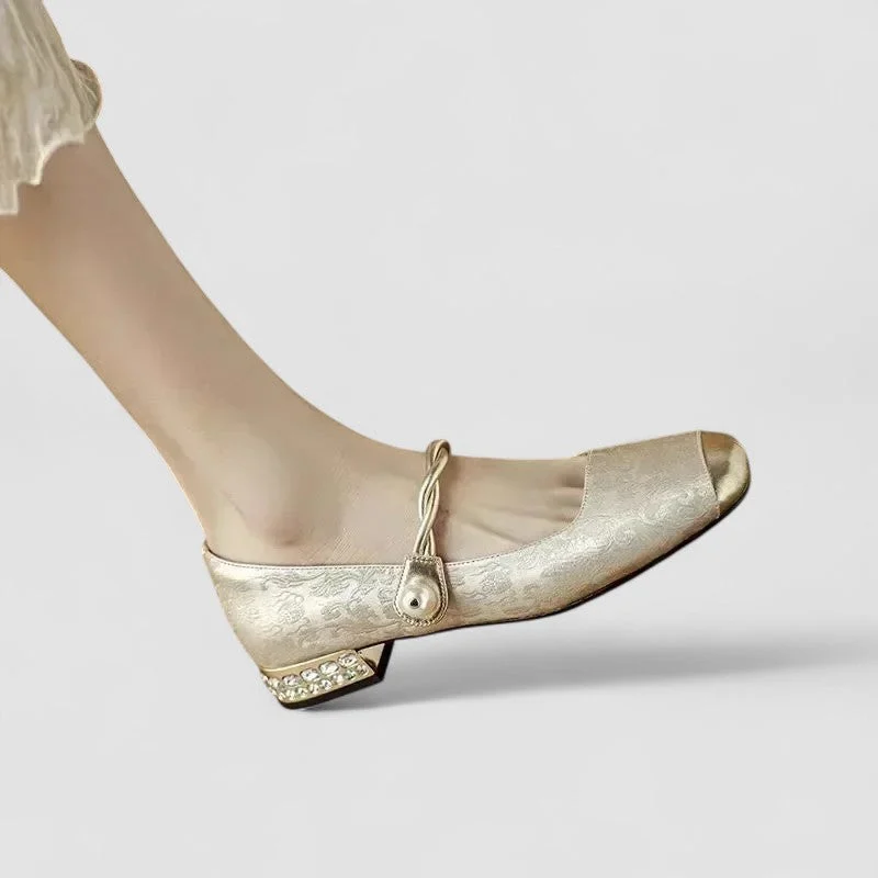 Vera | Pearl Strap Leather Mary Janes