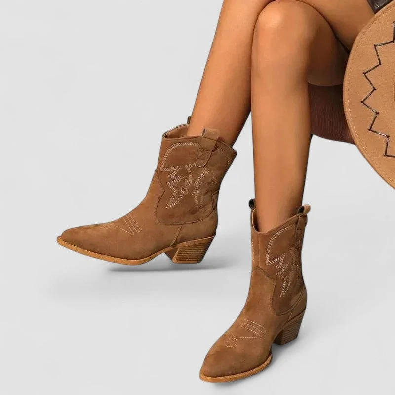 Lillian | Cushioned Suede Western Boots
