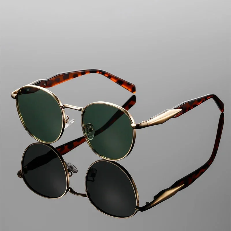 Amber Lens Round Metal Sunglasses