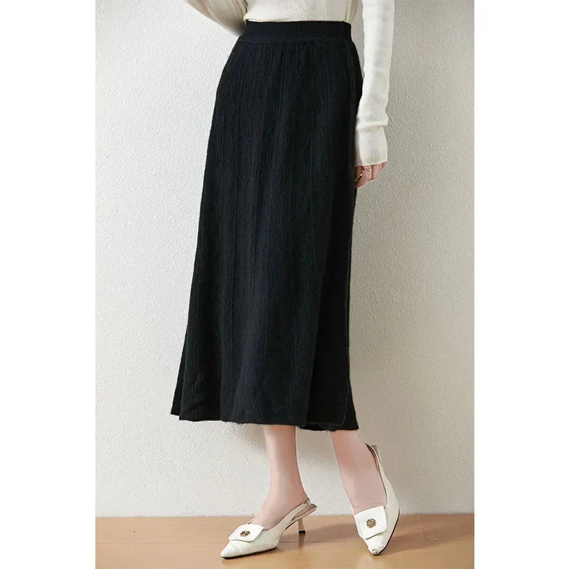 Olympia | Merino Wool Knit A-Line Skirt