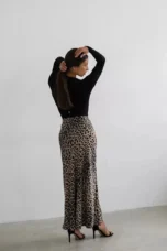 Alexandrine | Leopard Print Satin Skirt