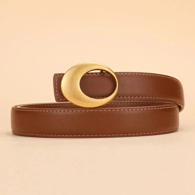 Full Grain Leather Crescent Buckle Belt