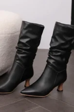 Agathe | Mid-Calf Slip-On Heel Boots