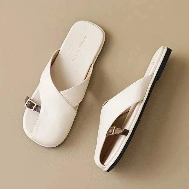Luella | Sculpted Leather Footbed Sandals