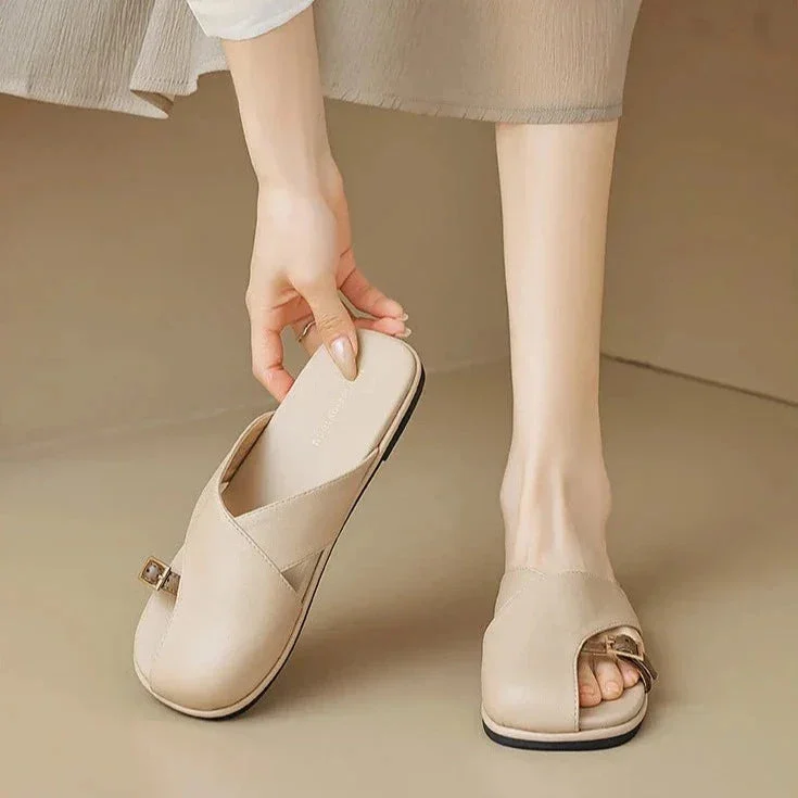 Luella | Sculpted Leather Footbed Sandals