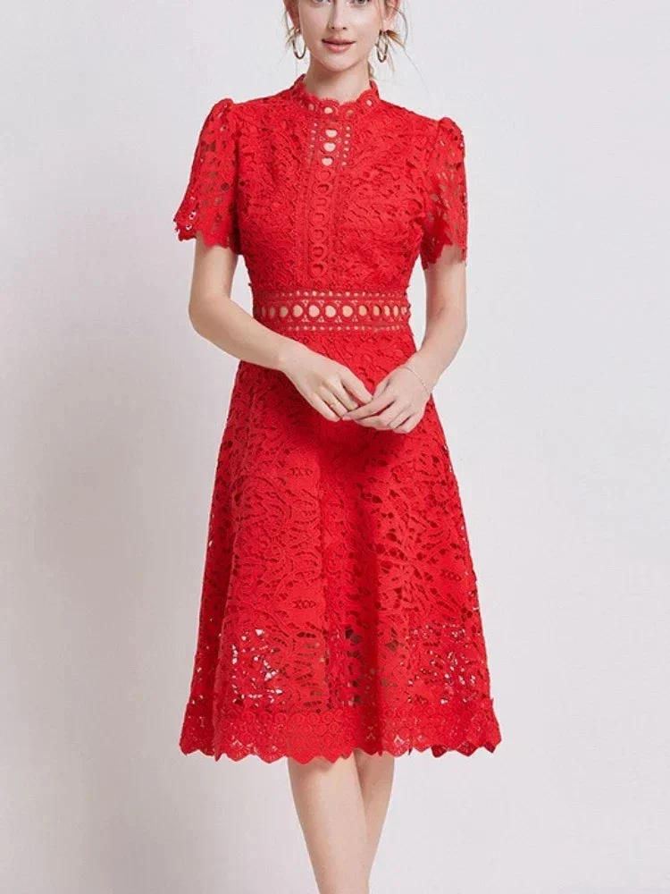 Méline | Cutwork Lace Midi Dress