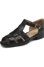 Arminda | Woven Leather T-Strap Sandals