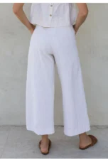 Olympie | Pleated Cotton Linen Culottes