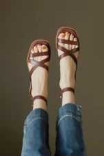 Nora | Woven Leather Ankle Buckle Sandals