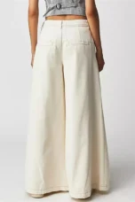 Tharsile | Pleated 100% Cotton Wide Jeans