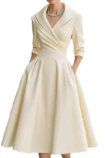 Antonia | Satin Lapel Collar Evening Dress