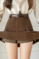 Gaetane | Pleated Corduroy Mini Skirt