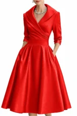 Antonia | Satin Lapel Collar Evening Dress