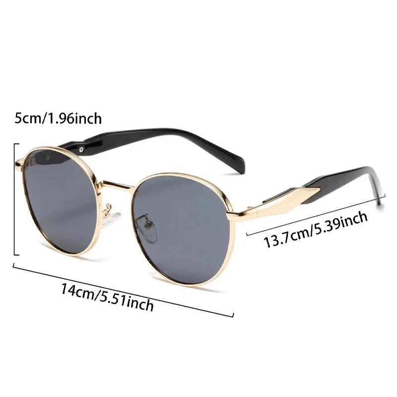 Amber Lens Round Metal Sunglasses