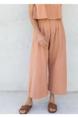 Olympie | Pleated Cotton Linen Culottes